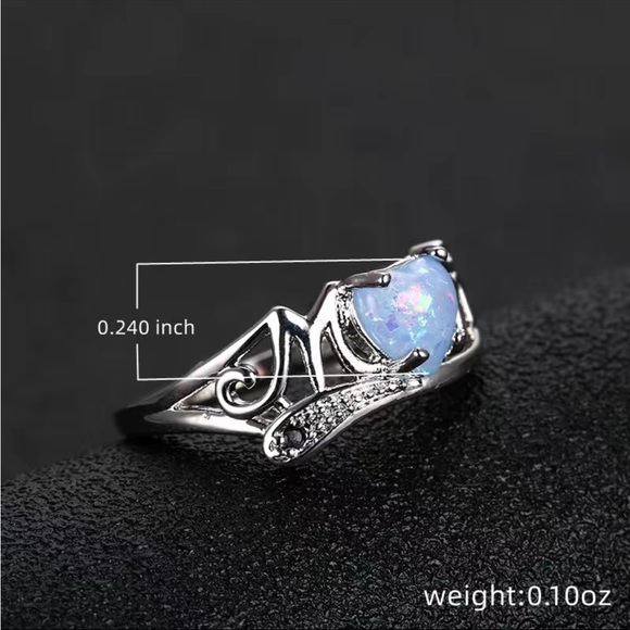 New 925 Silver MOM Delicate Opal Heart With MOM Letter Sweet Finger Ring - Picture 7 of 7